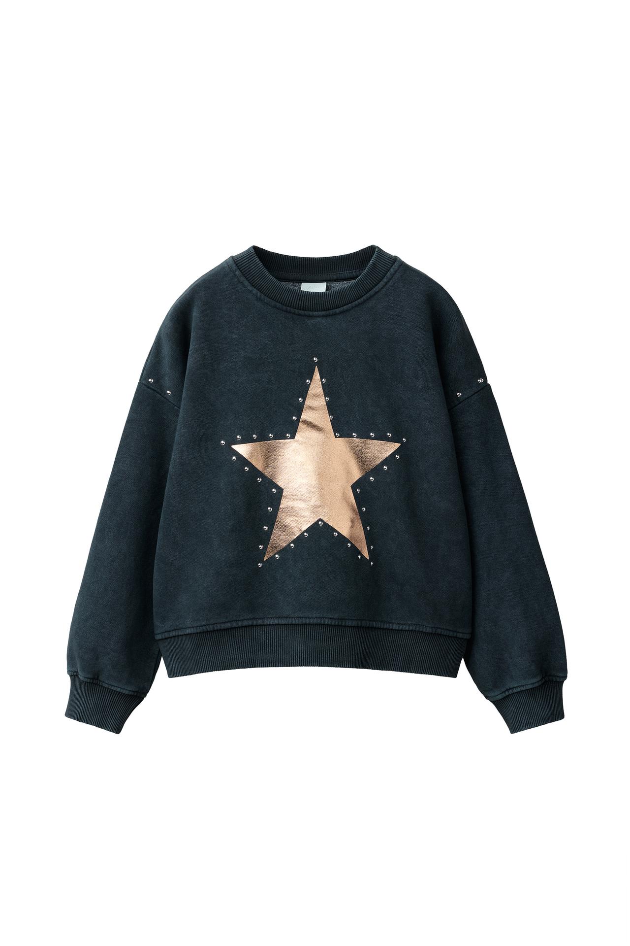 STUDDED STAR PRINT SWEATSHIRT