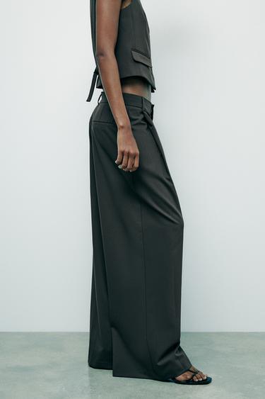 PANTALÓN PLIEGUES - Azul / Gris de Zara
