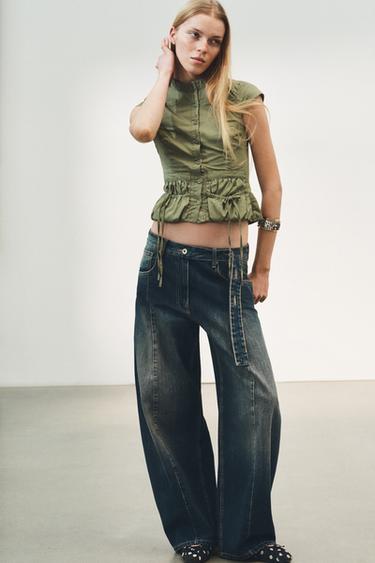 JEANS TRF OVERSIZE TIRO MEDIO - Marino de Zara