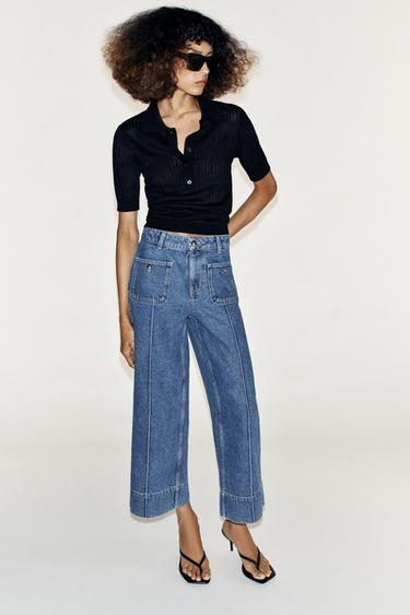 Z1975 HIGH-WAIST CULOTTE JEANS - Mid-blue by Zara
