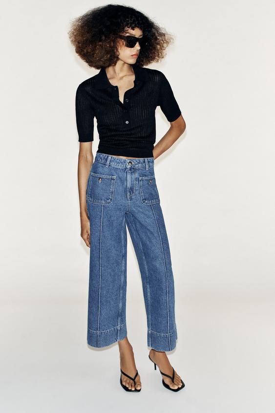 JEANS Z1975 CULOTTE TIRO ALTO - Azul medio de Zara - Imagen 0