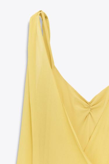 ROBE LONGUE CAPE NŒUDS LIMITED EDITION - Jaune citron de Zara - Image 3