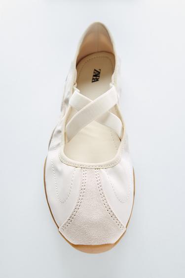 SPORTY BALLERINAS WITH ELASTIC STRAPS - Ecru White by Zara