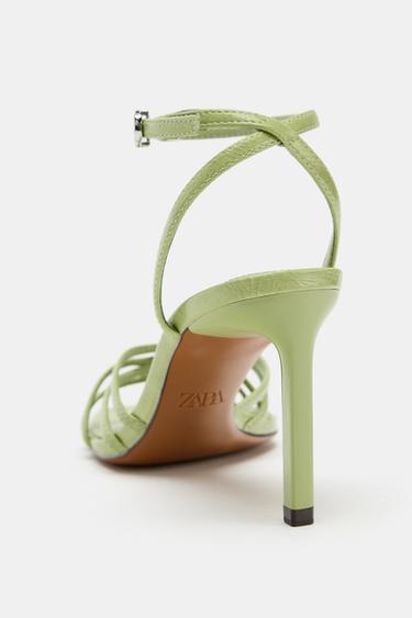 SANDALES À TALONS ET BRIDES MULTIPLES - Vert de Zara - Image 5