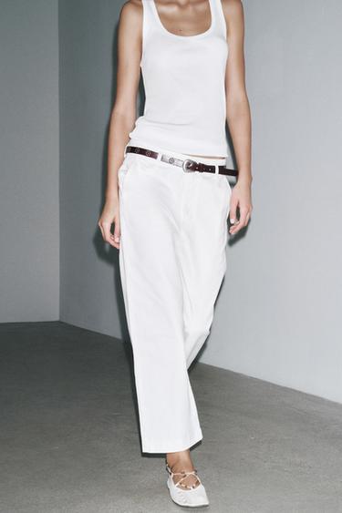 PANTALÓN CHINO CROPPED ZW COLLECTION - Crudo de Zara