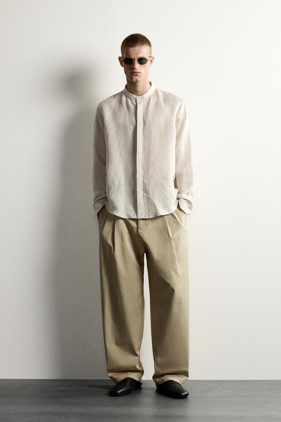 OVERHEMD IN RELAXED FIT VAN 100% LINNEN - Lichtbeige van Zara - Afbeelding 0