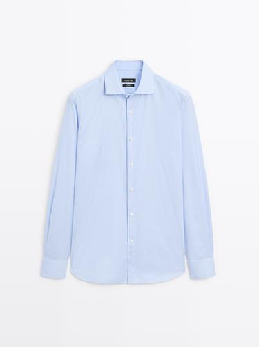 Zara Slim fit striped twill shirt - Sky blue