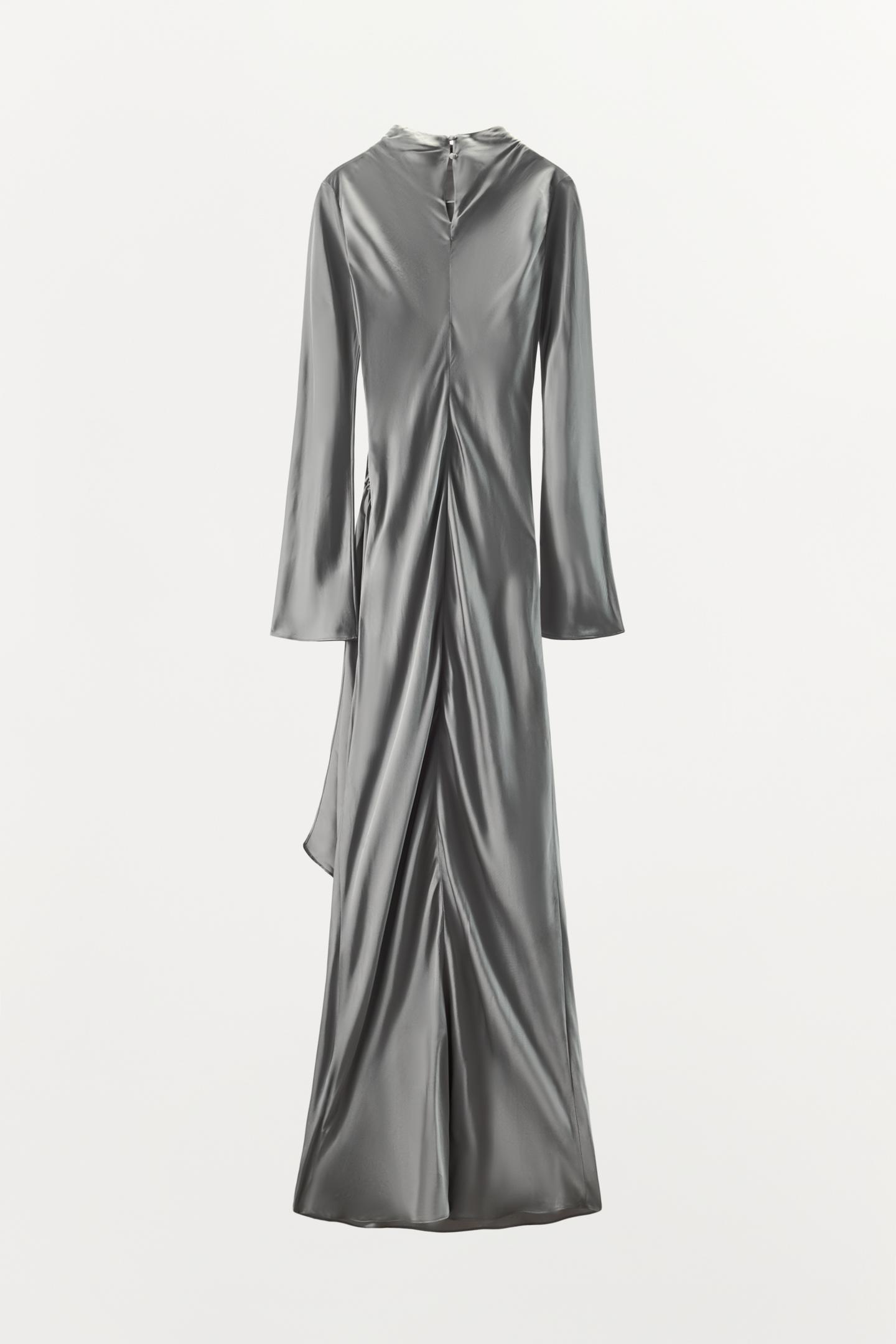 Женское платье Zara 100% Viscose Draped Maxi, цвет: Серый — фото 6
