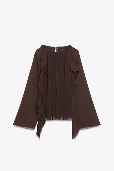 BLOUSE FLUIDE À VOLANTS - Chocolat de Zara - Image 7