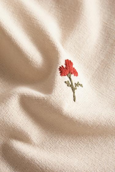 PACK OF EMBROIDERED FLORAL NAPKINS (PACK OF 2) - Ecru by Zara - Image 3