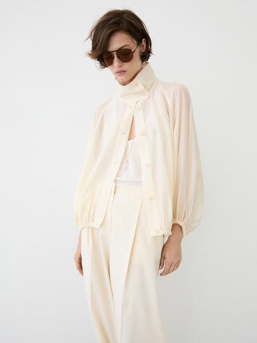 Fluid overshirt with puff detail — Ecru 2