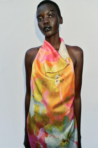 PRINTED SATIN MIDI DRESS - Multicoloured by Zara - Image 2