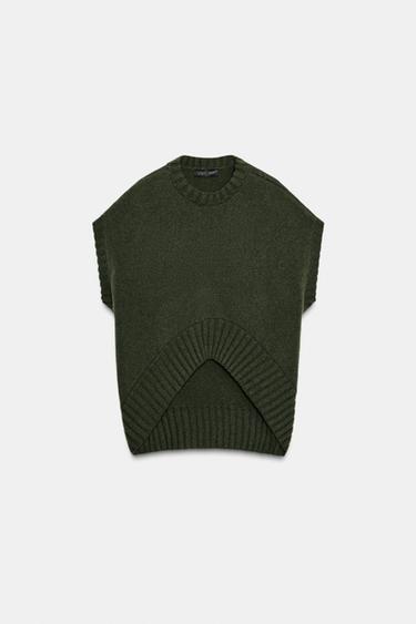 OVERSIZED WOOL WAISTCOAT WITH ASYMMETRIC HEM - Green by Zara