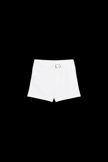 Zara Z1975 MID-RISE SHORTS WITH FRONT LOOP - White - Image 0