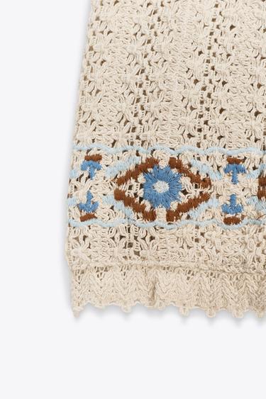 EMBROIDERED CROCHET SHORTS - Ecru by Zara - Image 4