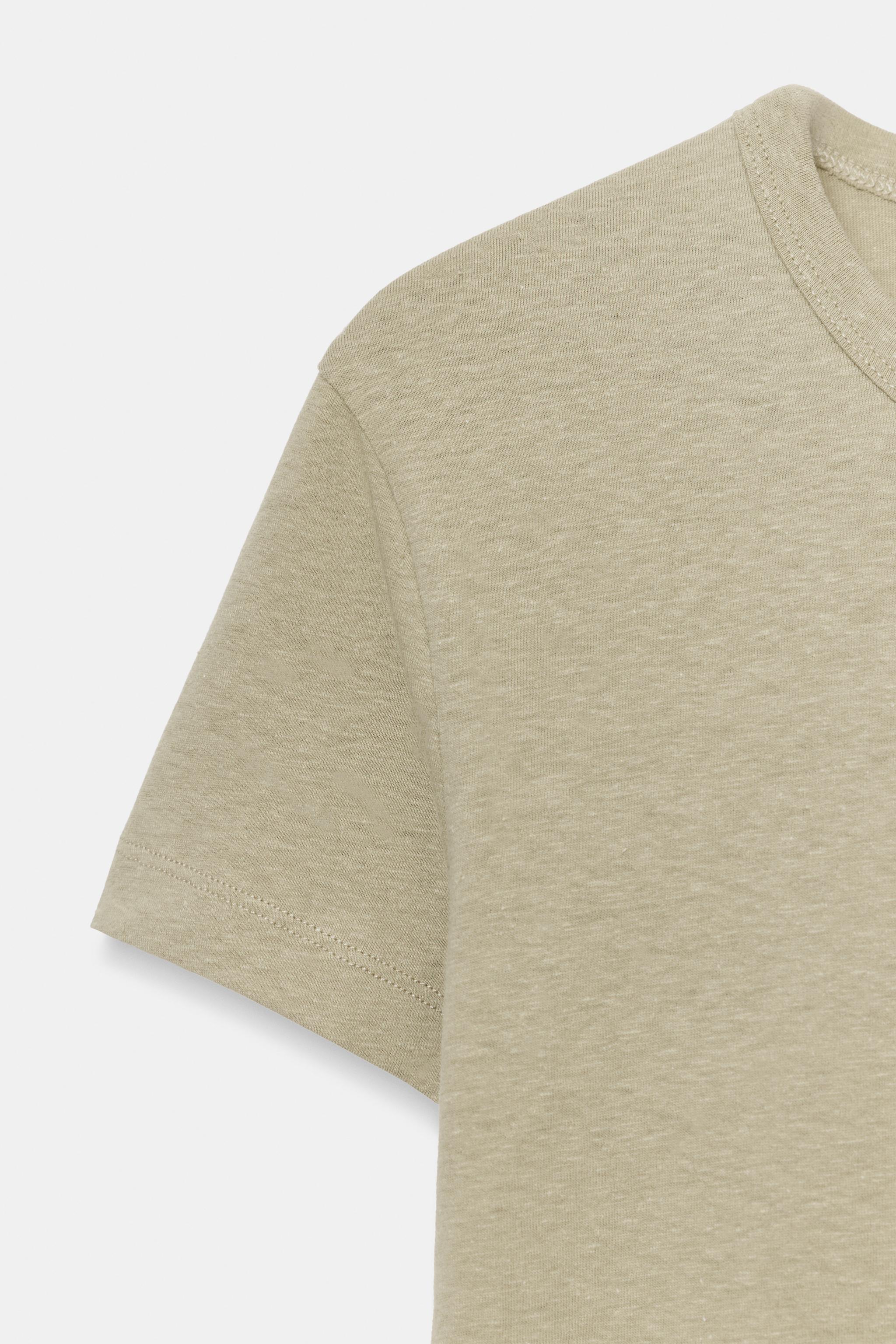 Zara PAMUKLU KISA KOLLU T-SHIRT görsel 7