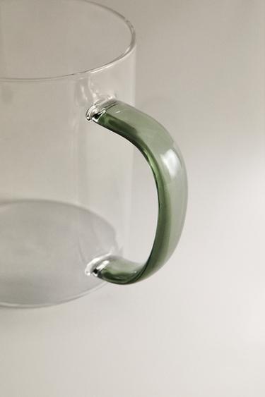 BOROSILICATE GLASS MUG WITH COLOURED HANDLE - Green by Zara - Image 2