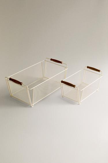 METAL BASKET WITH HANDLE - Cream by Zara - Image 1