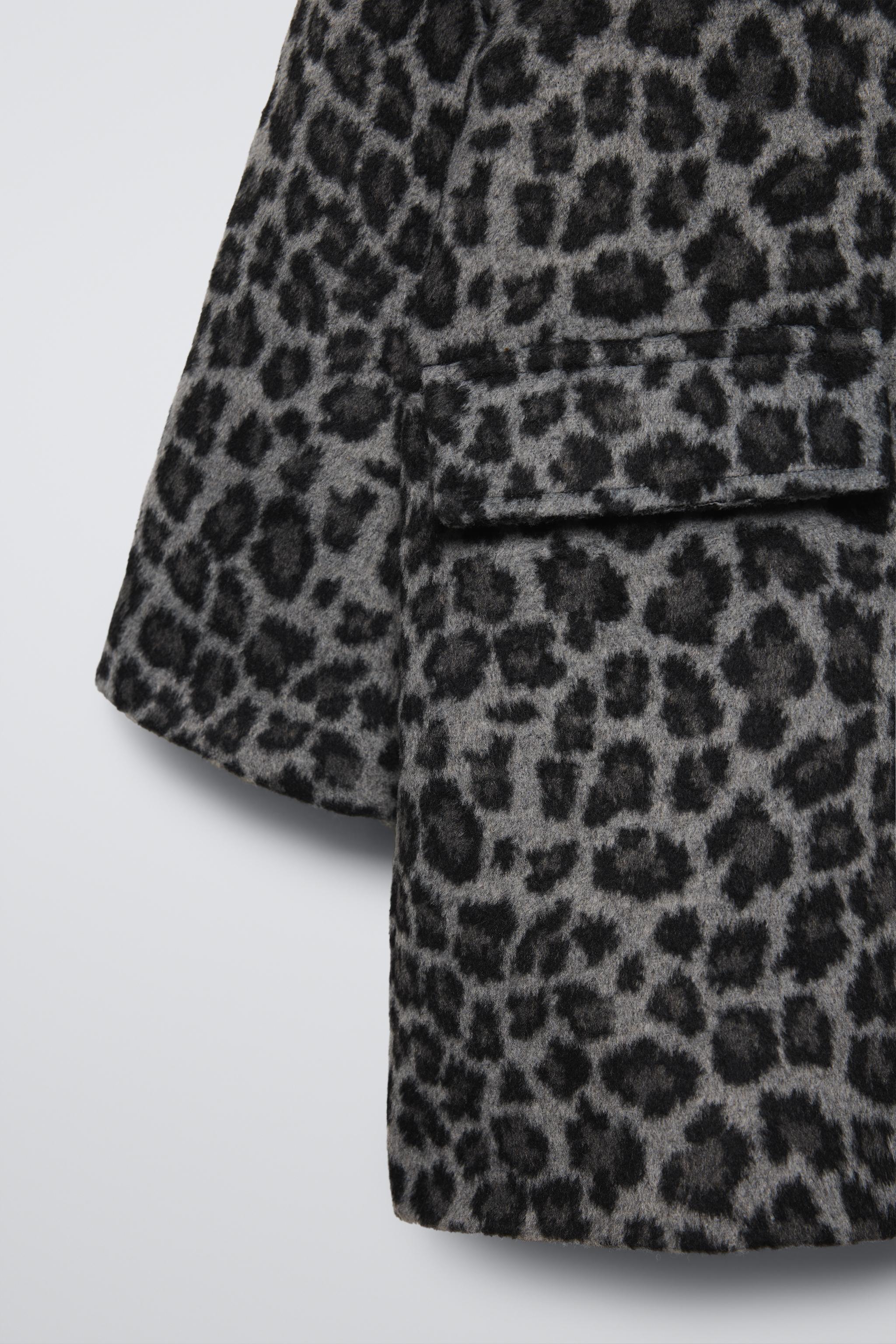 アニマル柄ロングコート - ヒョウ柄/グレー | ZARA Japan / 日本