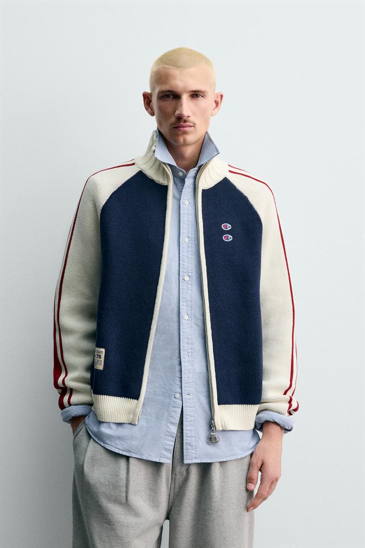 CHAMPION ® X ZARA COLOR BLOCK STRIPE CARDIGAN