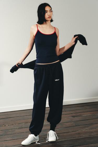 TEXT JOGGING TROUSERS - Blue by Zara