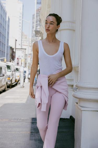 INTERLOCK FLARE TROUSERS - Pink by Zara - Image 3