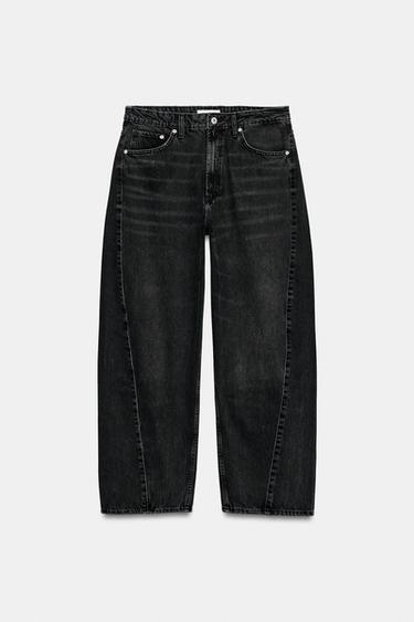 JEANS TRF BAGGY BARREL TIRO MEDIO - Negro de Zara
