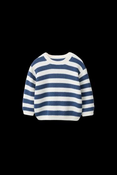 JERSEY PUNTO RAYAS - Crudo / Azul de Zara - Imagen 0