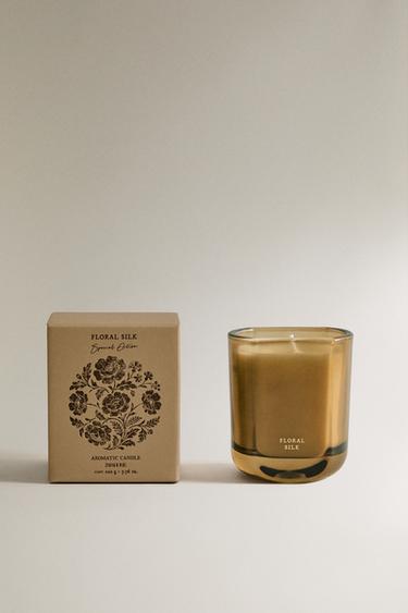 (220 G) FLORAL SILK SCENTED CANDLE - Ecru/Yellow by Zara