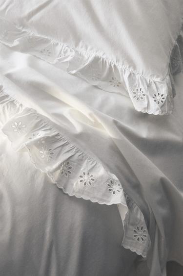 RUFFLED COTTON FLAT SHEET - White by Zara - Image 4