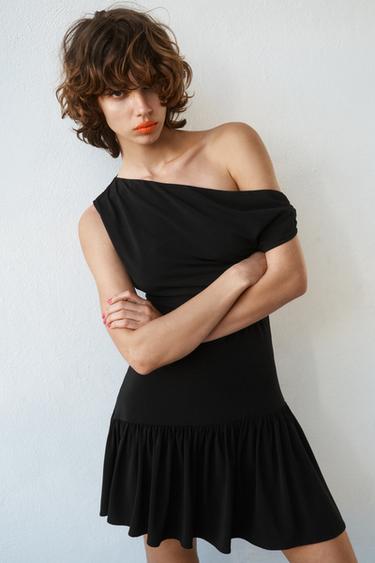 Zara ASYMMETRIC SHORT DRESS - Black
