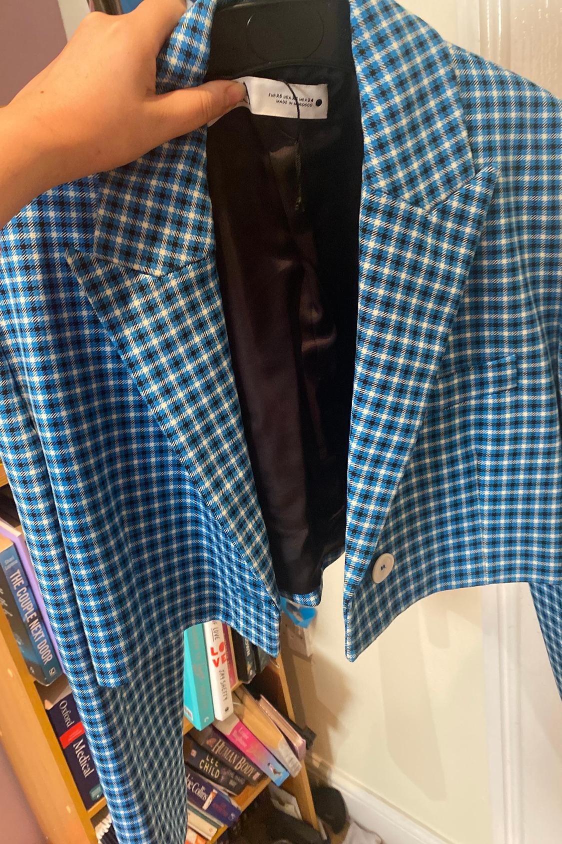 CROPPED CHECKED BLAZER