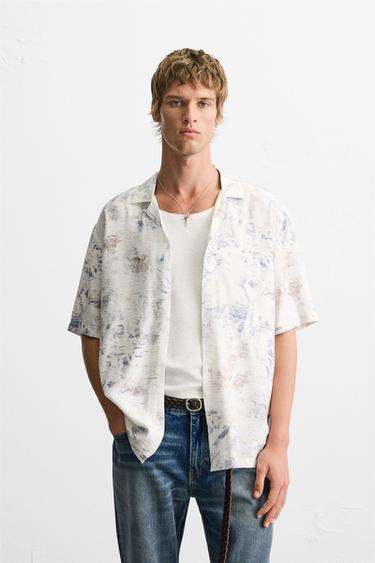 HEMD MIT ABSTRAKTEM PRINT - Hellblau von Zara