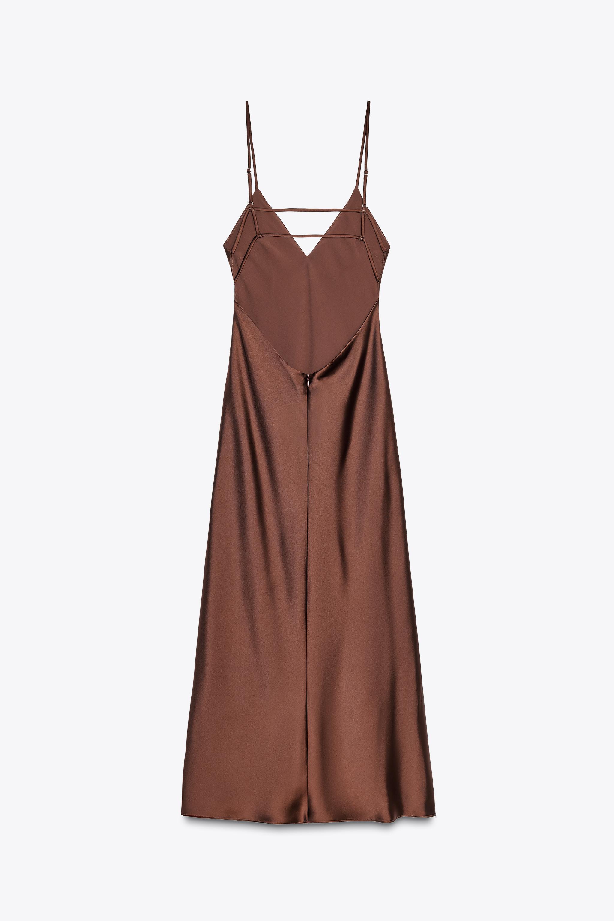 ZARA サテンミディワンピース 8035/331 サテンミディワンピース - イエロー | ZARA Japan / 日本