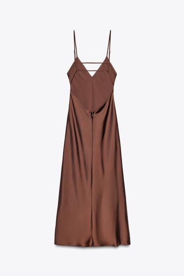 SATIN MIDI DRESS - Dark mink by Zara - Image 7