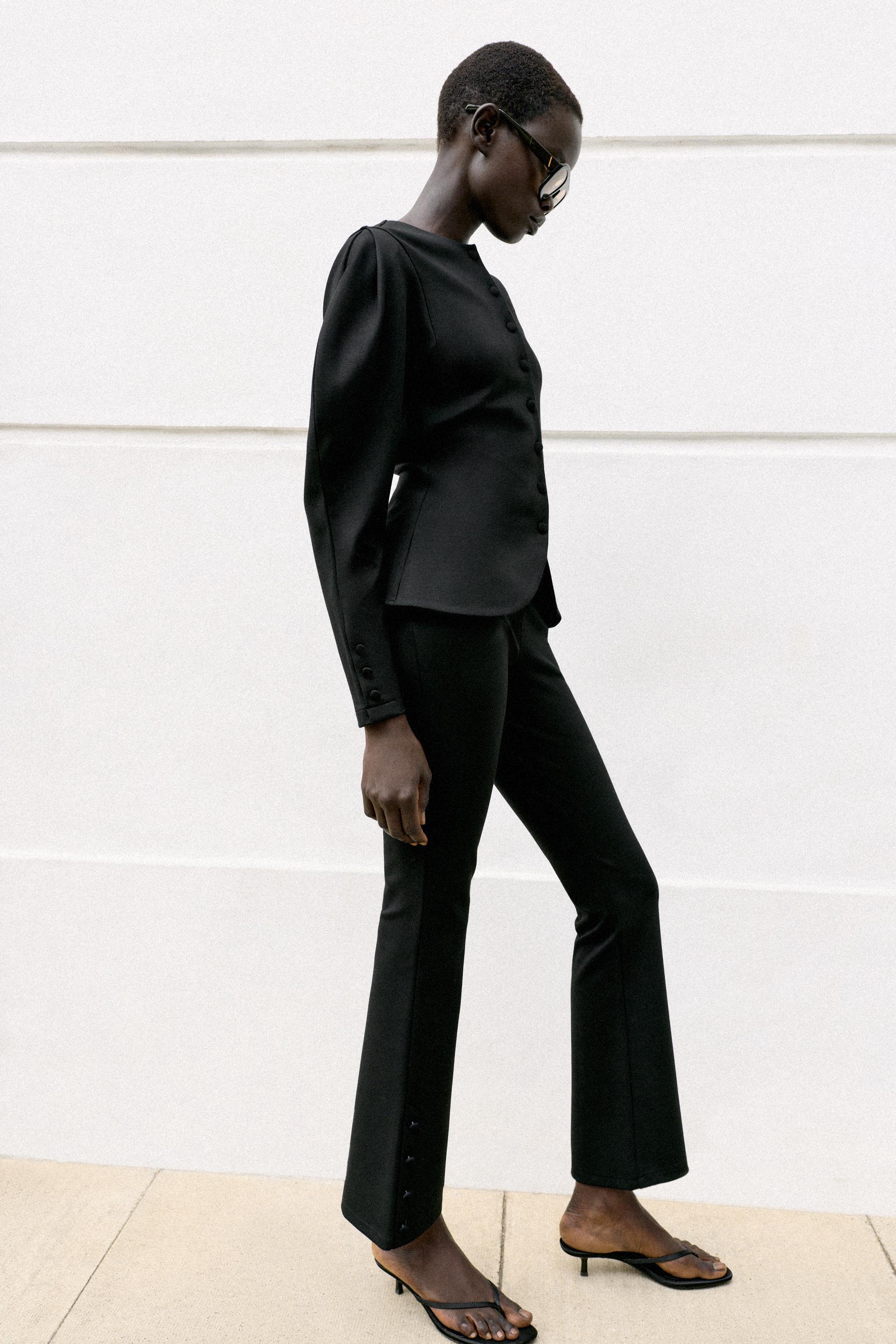 Женские брюки Zara INTERLOCK BUTTON TROUSERS — фото 3