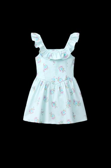 FLORAL PRINT DRESS WITH RUFFLES - Pastel blue by Zara - Image 0