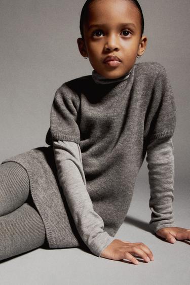 Zara 100% WOOL DRESS - Gray marl