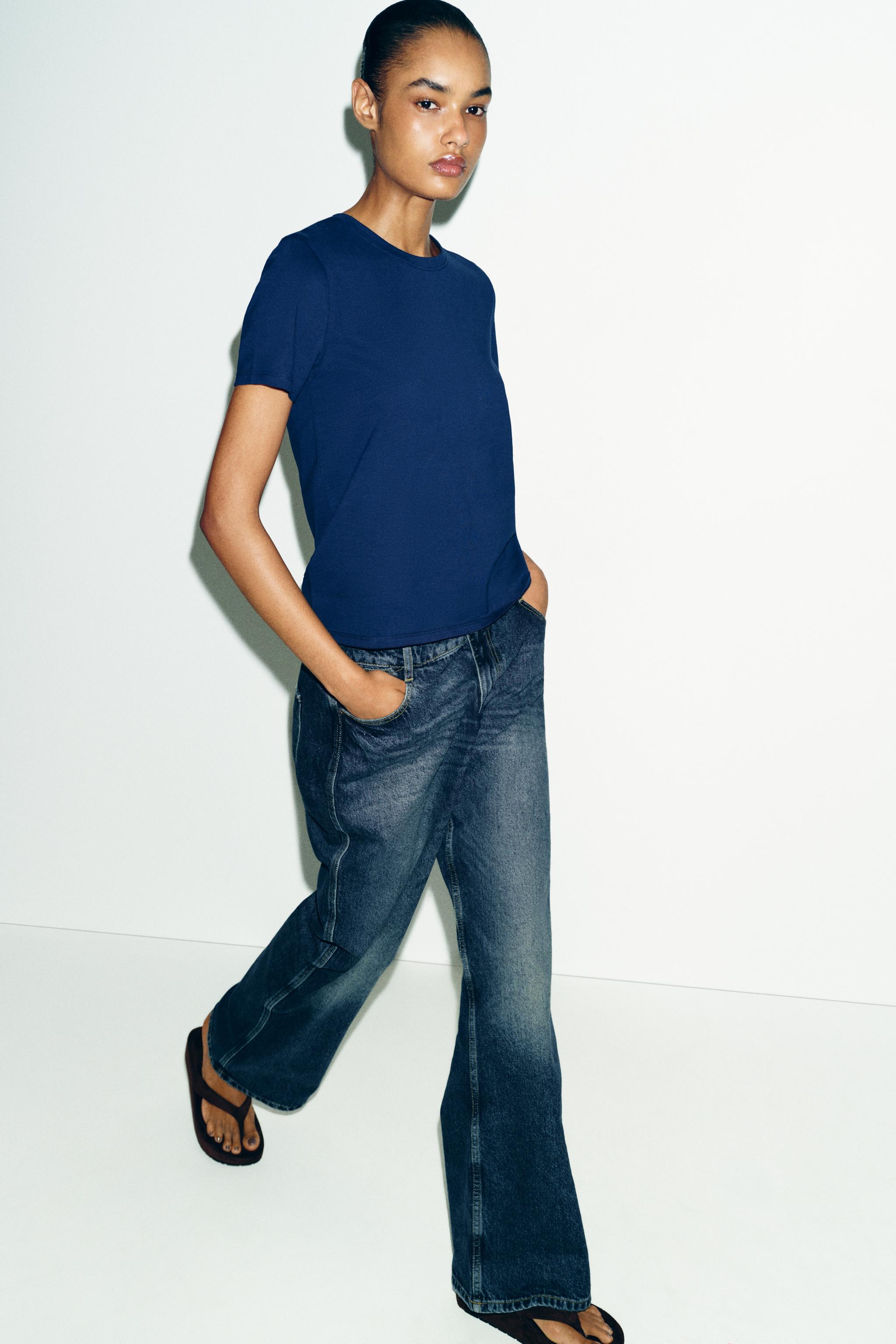 RUSTIC COTTON T-SHIRT — Navy blue