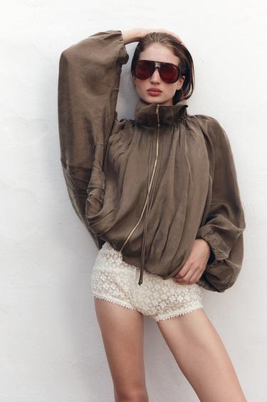 FLUID BOMBER JACKET ZW COLLECTION - Light brown by Zara