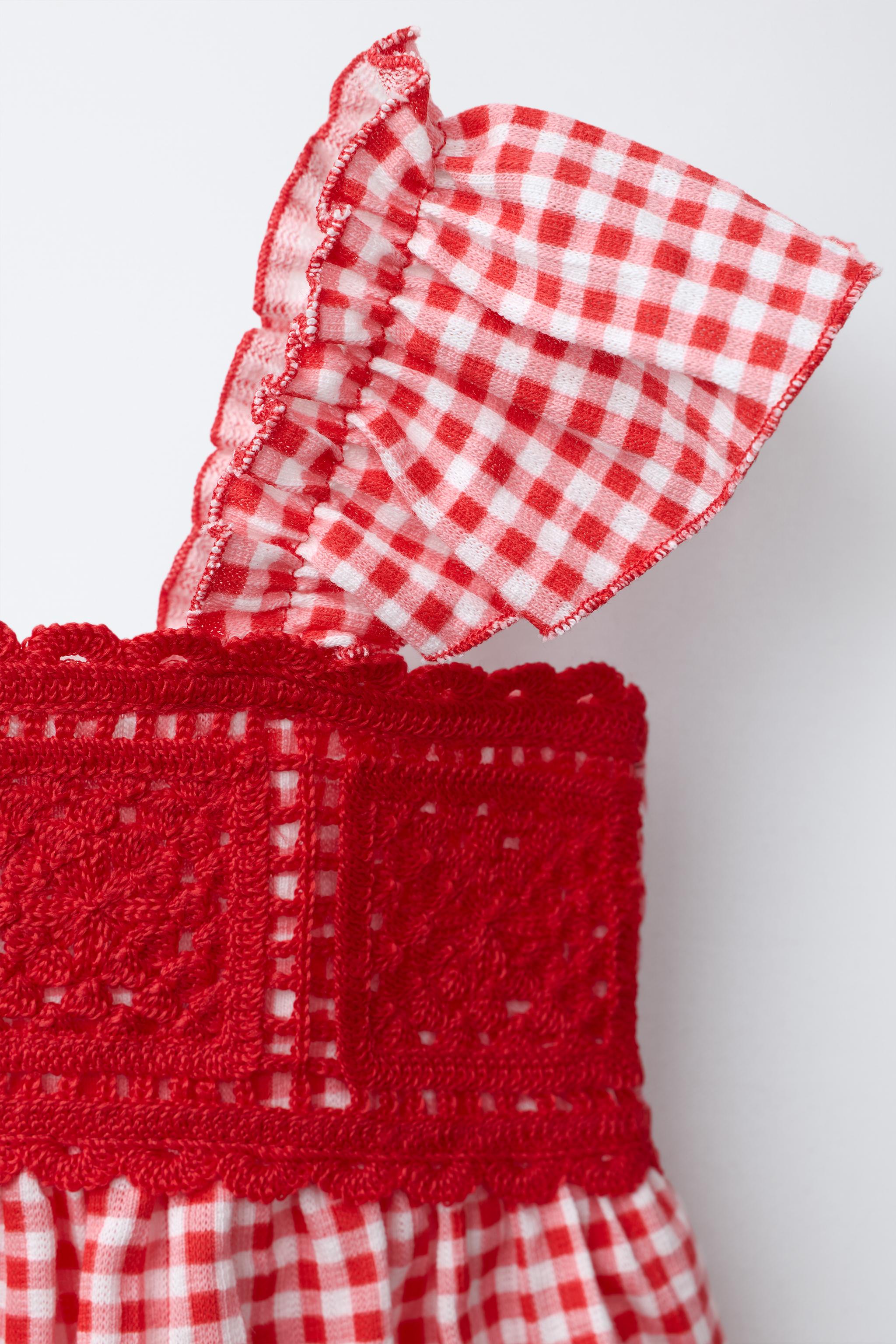 GINGHAM CROCHET DRESS
