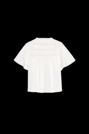 TOP SATINADO PUNTILLA ZW COLLECTION - Blanco de Zara
