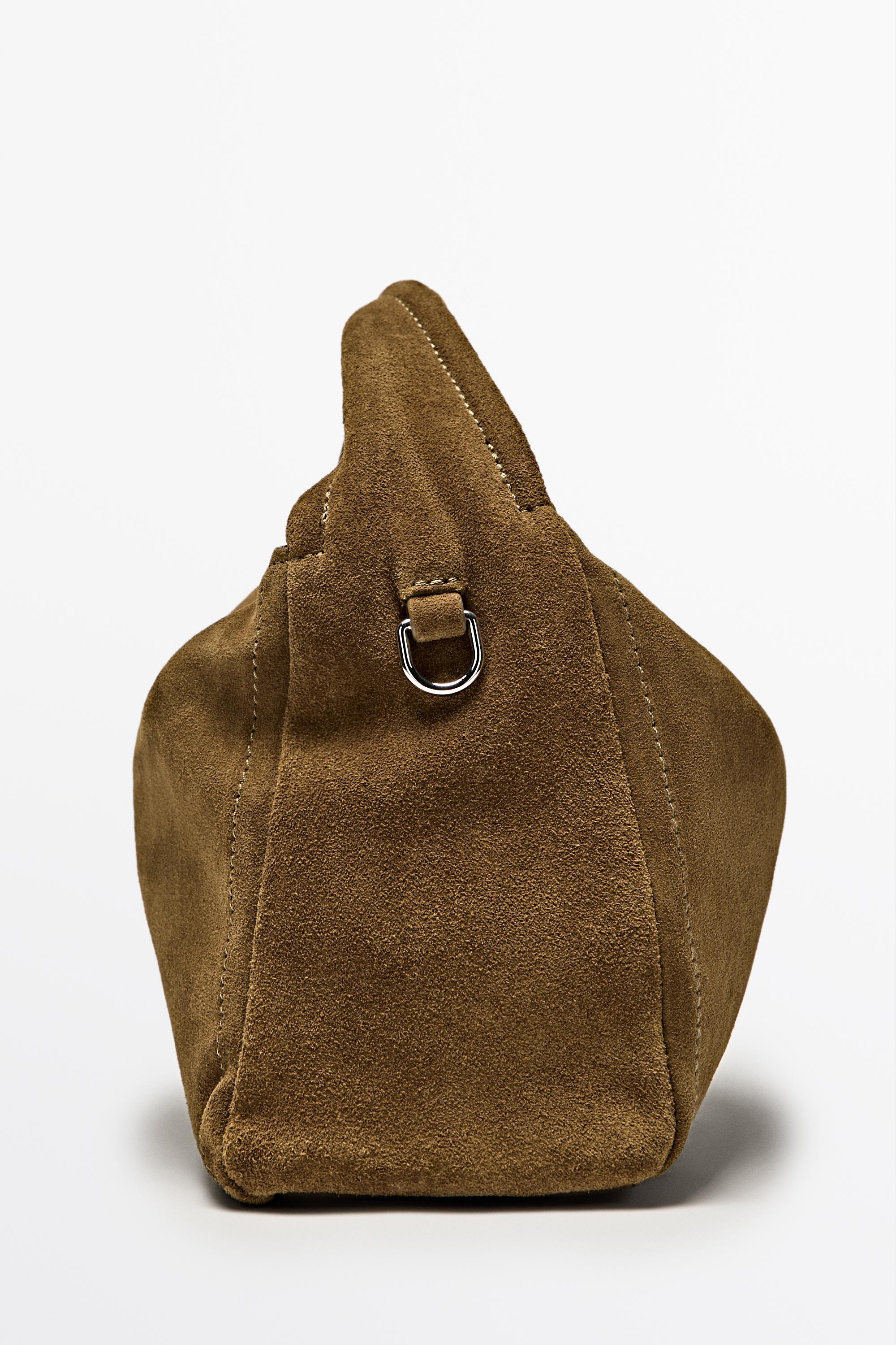 Split suede leather crossbody bag
