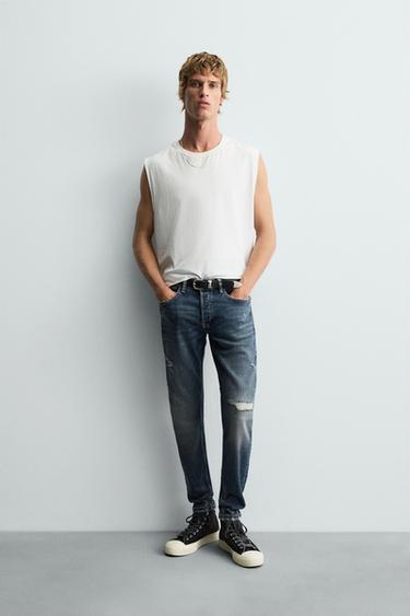 ДЖИНСЫ SKINNY FIT С РАЗРЕЗАМИ — СИНИЙ от Zara