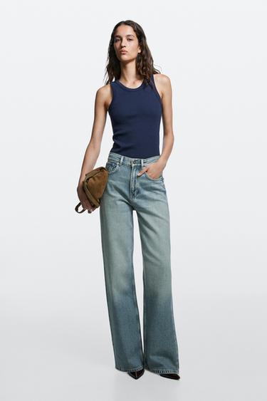 Zara High-waist wide-leg jeans - tundra - Image 0
