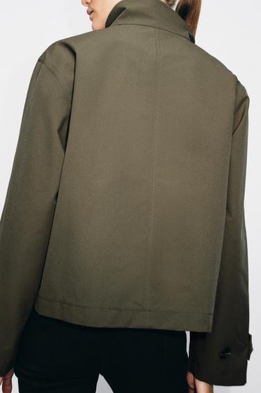 SHORT DOUBLE-BREASTED TRENCH COAT - Dark khaki by Zara - Image 2