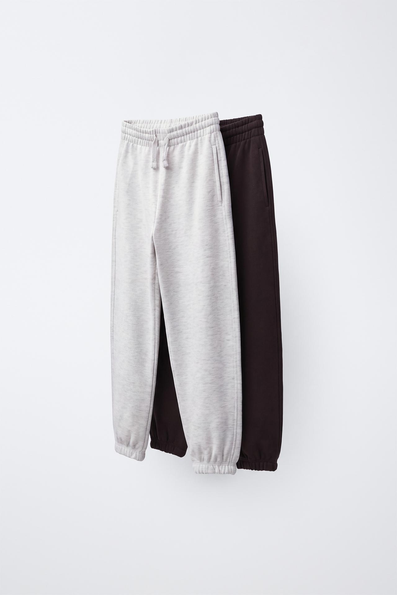 TWO-PACK PLUSH PANTS — Gray marl
