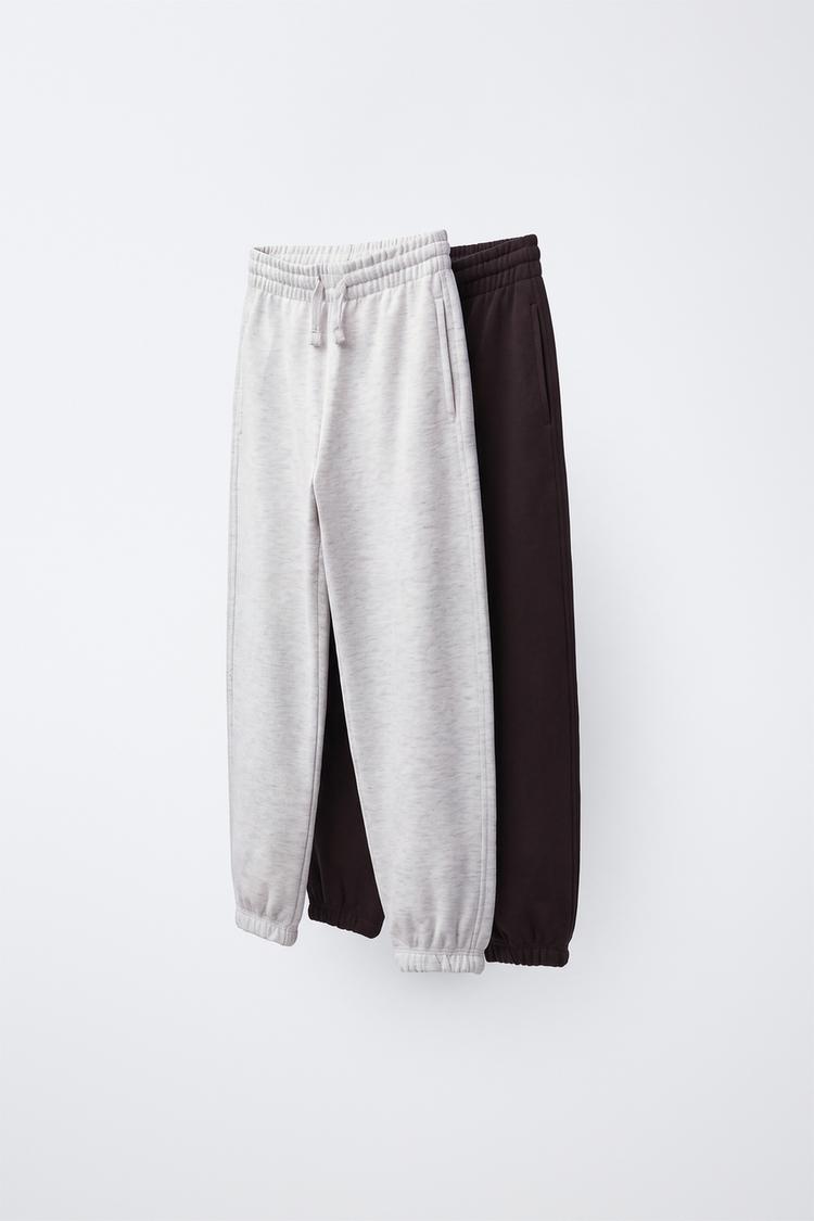 TWO-PACK PLUSH PANTS — Gray marl
