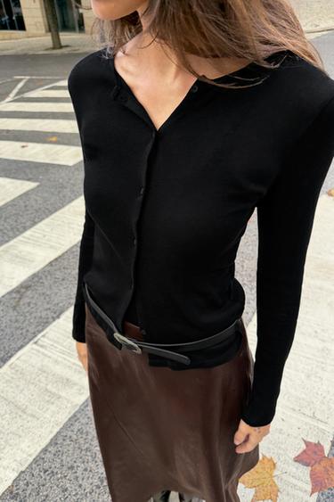 LACE TRIMMED COMBINATION JACKET AND TOP - Black by Zara