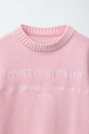 KNIT JUMPER WITH EMBROIDERED SLOGAN - Pastel pink by Zara - Image 2